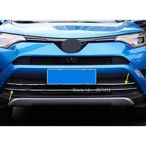 Car Stainless Steel Front Bottom Center Down Racing Grid Grill Grille Plating Decoration Parts For Toyota RAV4 2016 2017 2018