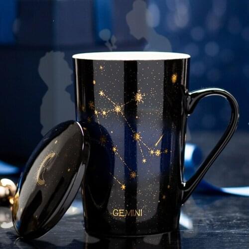 Luxury Marble Pattern Ceramic Mugs Gold Plating Constellation Couple Gift Morning Mug Milk Coffee Tea Breakfast Creative Cup
