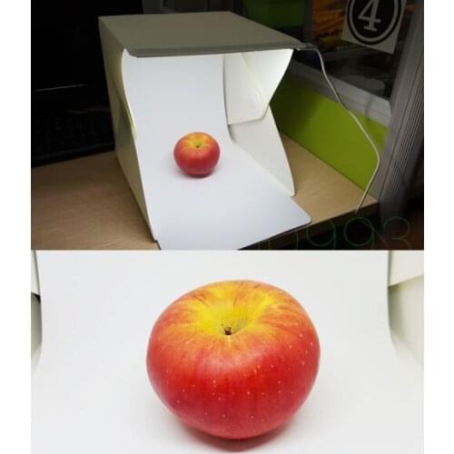 S M L size Mini Folding Studio Diffuse Soft Box With LED Light Black White Background Photo Studio Accessories