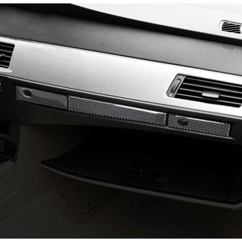 Car Styling Console Copilot Water Cup Holder Panel decoration cover Carbon fiber trim 3pcs for BMW 5 series E60 520 525 2004-10