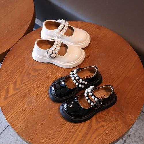 Fashion Princess Pearl Shoe Kids Little Girl School Child Shoes Dress Party Dance Leather Shoes 2021 3 4 5 6 7 8 9 10 11 12 Year