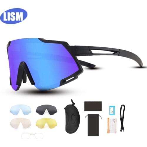 5 Lens Cycling Sunglasses UV400 Mtb Polarized Sports Glasses Goggles Bicycle Mountain Bike Glasses Mens Women Cycling Eyewear