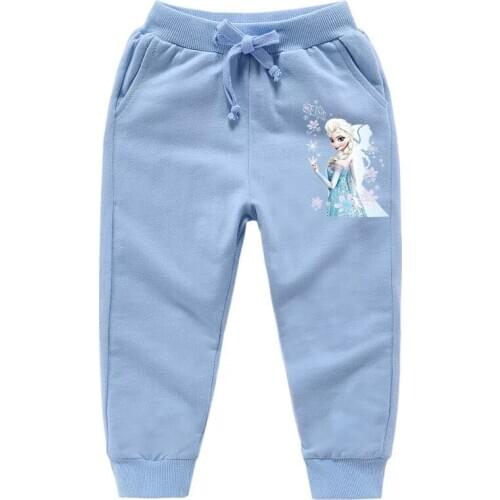 Spring Autumn New Disney Frozen Princess Elsa Baby Girl Pants Cotton Casual Childrens Sports Pants Toddler Kids Trousers