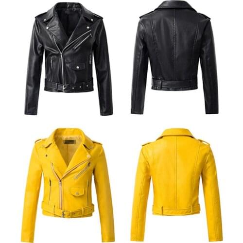 Women new slim leather jacket ladies short small coat pu jacket motorcycle clothing spring womens clothing trend Y783