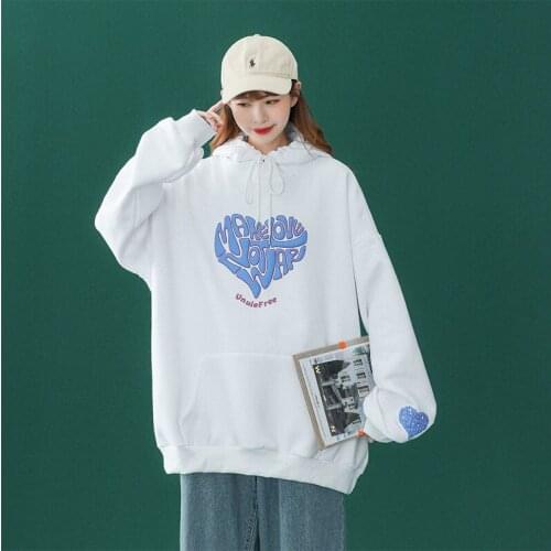 Womens Sweatshirt Spring Autumn Hooded Sweatshirts Solid Casual Loose Womens Hoodie Street Kawaii Clothes Women Pulovers 2021