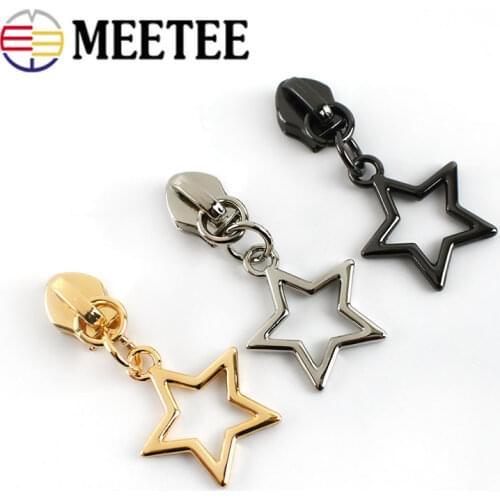 10pcs Meetee Zips Heads for Nylon Zippers Sewing Luggage Pocket Non Lock Zipper Sliders Puller Repair Kit DIY Accessories