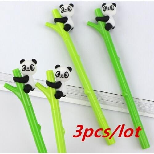 3pcs/set Cartoon Animal Panda Cute 0.5mm Black Ink Pen Desk Decoration Students' Nice Gift