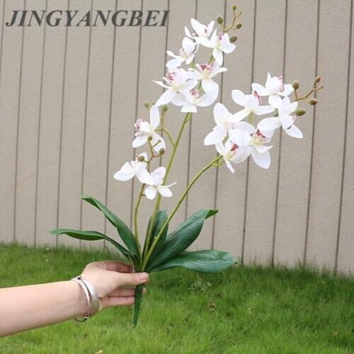3 Forks Latex Butterfly Orchid Bouquet Artificial Flowers Home Wedding Party Decoration Fake Flores Wall Flower Christmas