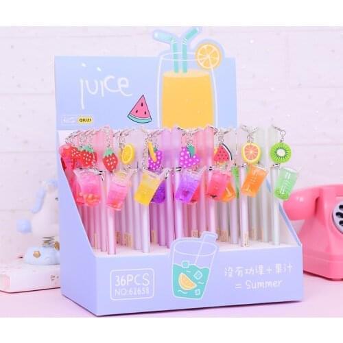 36pcs Creative Juice Pendant Gel Pens Kawaii School Supplies Cute Accessories for School Office Stationery Kawaii Pens Wholesale