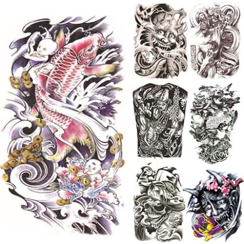 50% Hot Sale Large Sexy Tattoo Skull Temporary Body Arm Stickers Removable Waterproof Sticker