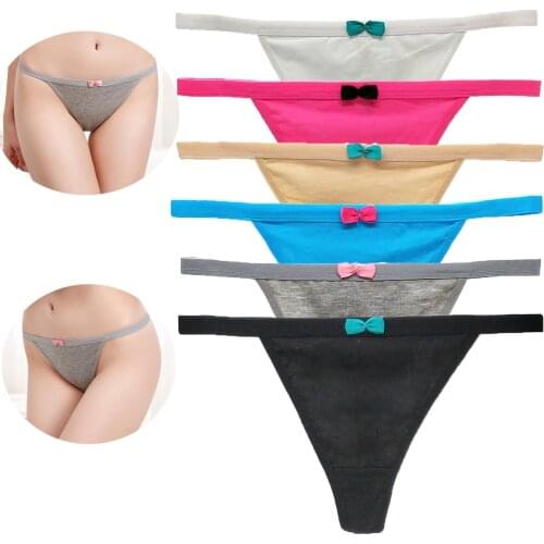 6PCS/Set G-string Panties Cotton Womens Underwear Sexy Panties Female Underpants Thong Solid Color Pantys Lingerie M-XL Design