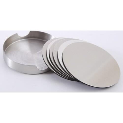 6pcs/Set Stainless Steel Coaster Cup Mats Pads Non-slip Pad Kitchen Round Square Hot pad Metal Insulation Placemat Table