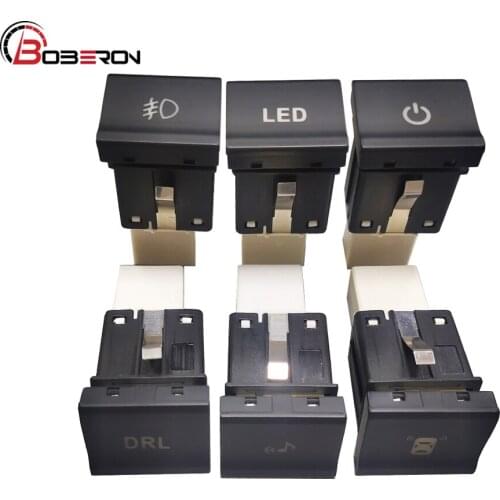 Car Red Light Power Front Fog LED DRL Radar Music Switch Button With Wire For VW polo 6C 2014-2018 Auto Accessories