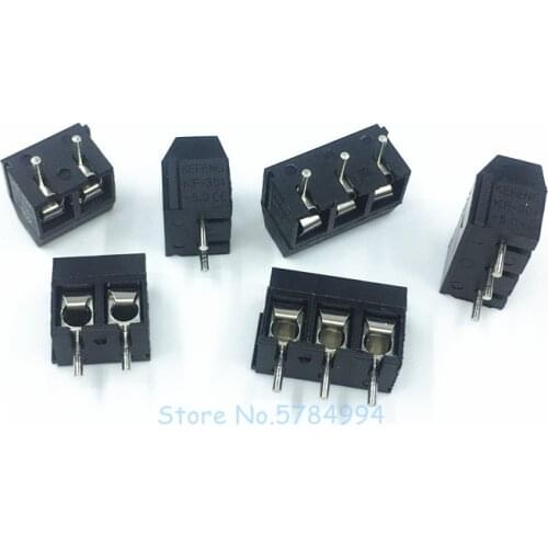 Free shipping 100PCS KF301-2P KF301-5.0-2P/3P/4P KF301"- "Screw 2Pin 5.0mm Black Straight Pin PCB Screw Terminal Block Connector
