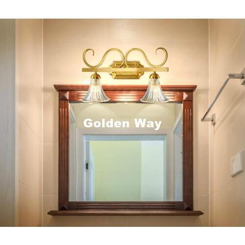 Free Shipping American Brass Wall Lamp L44cm H26cm Bronze Wall Sconce Nordic Mirror Wall Lamp Modern Crystal Wall lamp Lustre