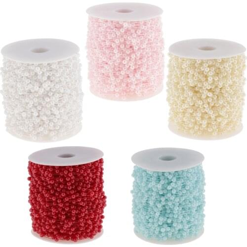 60m /197ft Crystal Pearl Beads Chain Garland Strands Wedding Party DIY Decor