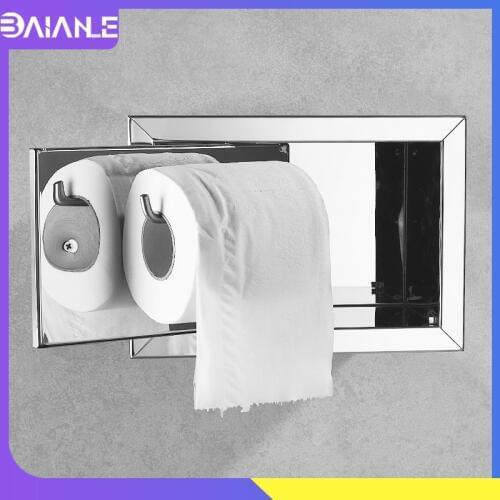 Toilet Paper Holder Stainless Steel Concealed Paper Towel Holder In Wall Bathroom Toilet Roll Paper Holder Creative Tissue Box