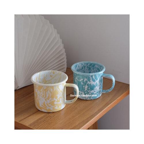 Ins style enamel enamel splash ink mug water cup coffee cup dinner plate cake plate salad flat plate