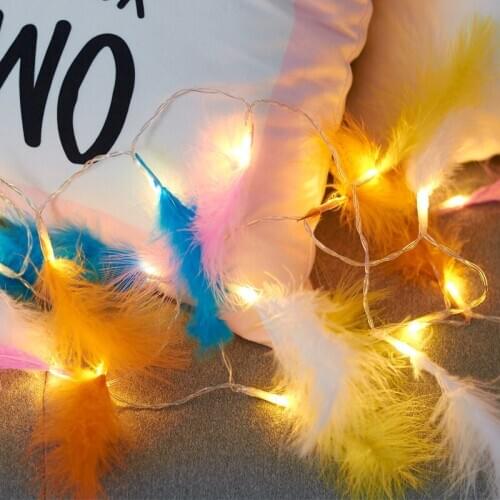 5m/3m Feather Copper Wire String Light Fairy Garland Christmas Decorations for Bedroom Living Room Navidad 2021 New Year Decor