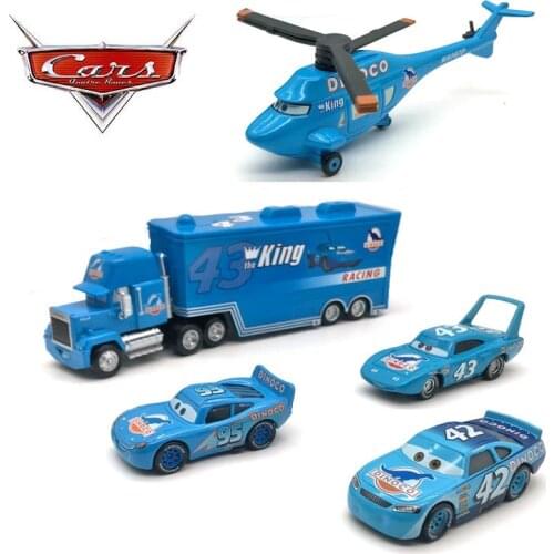 Disney Pixar Cars 2 3 Toy Car Set Blue Dinosaur DINOCO King Lightning McQueen Helicopter 1:55 Metal Diecasts Boys Toys Vehicles