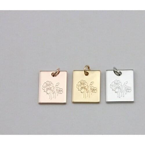 Dainty Poppy Birth Flowers Pendant DIY Charm Jewelry Accessories Accept Custom Design