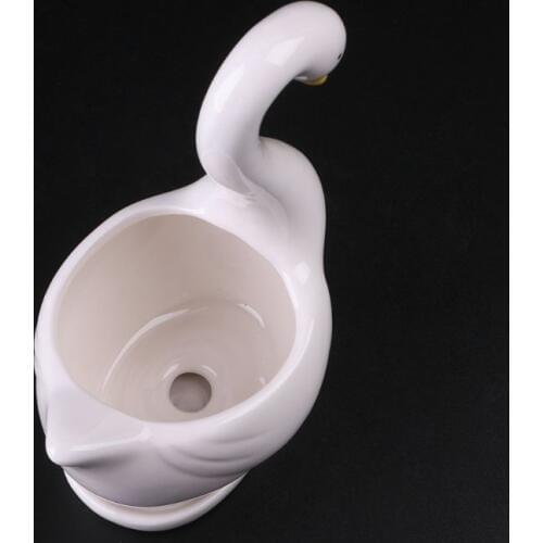 White Swan Ceramic Flower Pot Succulent Plant Flowerpot Planter Desktop Home Office DIY Decor