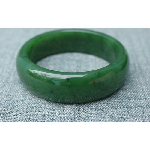 Chinese Xinjiang 100% Hetian Green Jade Jadeite Hand-carved Bracelet Bangle 56--62mm