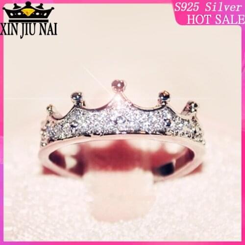 925 sterling silver Unique Style Zirconium Diamond Deluxe Crown Princess Queen Korean Ring Platinum Womens Ring Atmosphere