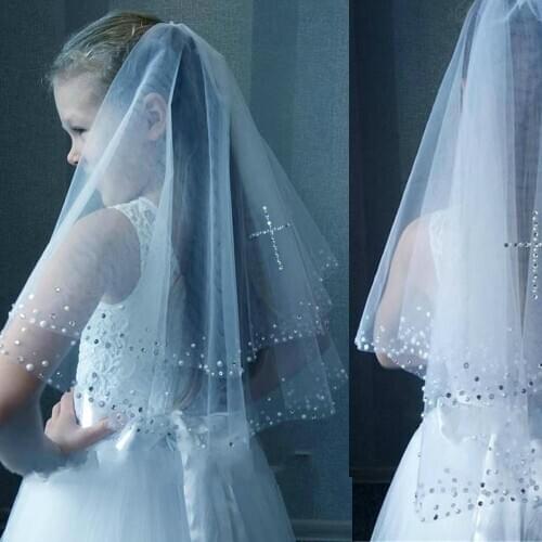 Christ Jesus Short Pearls Wedding Veil Tulle 2T White Bridal Veil Beaded Bride Veil Ivory cross Bridal Party Veils With Comb