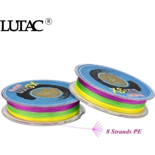 LUTAC 8 Strands 100m Braid Wire Super Multicolor PE Braided Fishing Line Strong Strength Fish Line