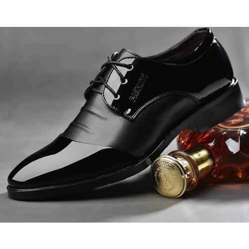 Mazefeng 2018 Spring Autumn Men Leather Shoes British style Business Men Dress Shoes Breathable Male Shoes Lace-up Pointed Toe