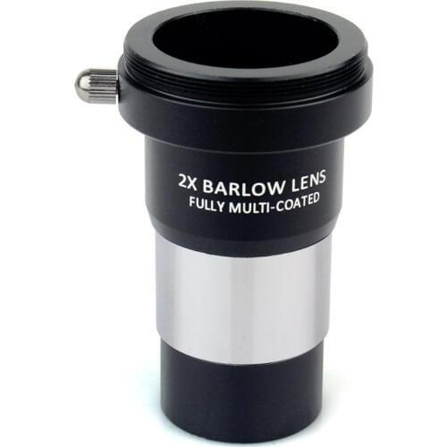 New 1.25" 31.7mm 2x Barlow Lens Fully Multi-Coated Metal with M42x0.75 Thread Camera Connect Interface for Telescope Eyepieces