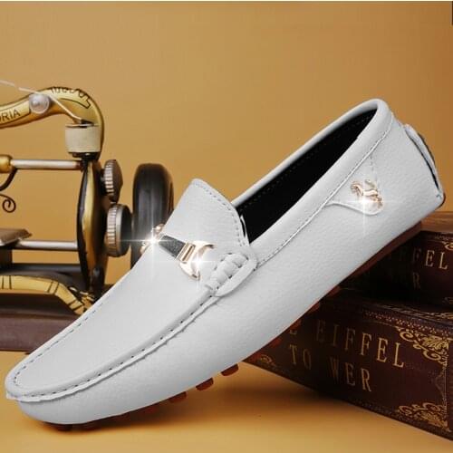 YRZL Loafers Men Luxury Fashion Driving Flats Black White Slip-on Shoes Minimalist Style Casual Leather Shoes Men Shoes Size 48