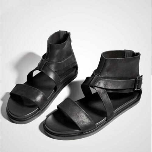 New Rome Sandals Men High top Cow leather Open toe Summer Beach Gladiators Hombre