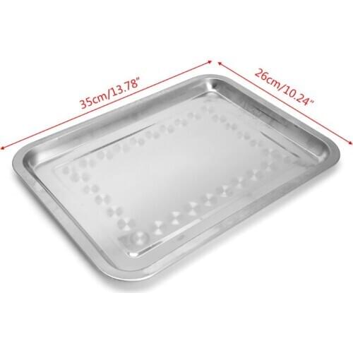 Stainless Steel Rectangular Plate Barbecue Grilled Fish Tray BBQ Food Container