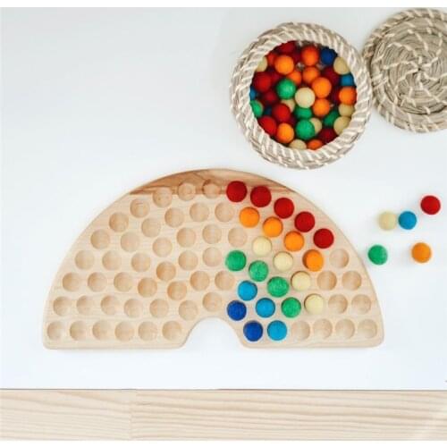 Rainbow Board Wooden Toys Baby Color Sorting Sensory Nordic Wood Toys Clip Beads Games Montessori Educational Toys Gift for Kids