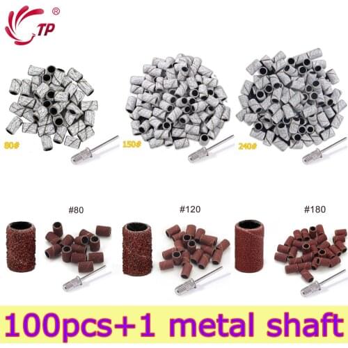 Sanding Bands Zebra Sand Ring Bit Manicure Pedicure100Ps #80 #150 #180 #240 Nail Electric Drill Machine Grinding Remover Cutter