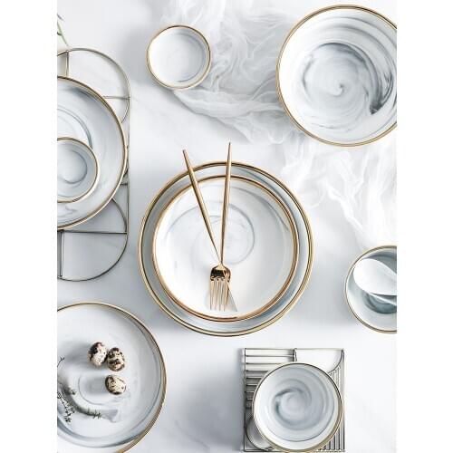 Nordic marble phnom penh ceramic plates western dessert salad plate of household food dish