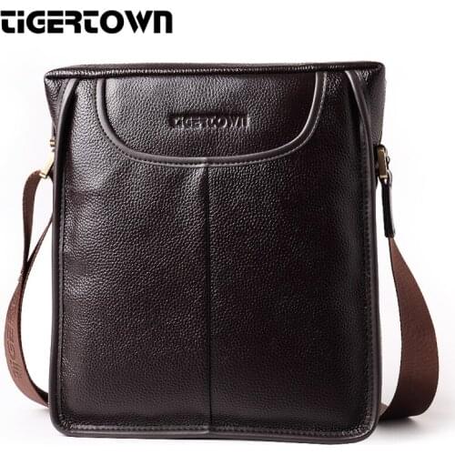 Free Shipping New TIGERTOWN Mens 100% Genuine Leather Real Cowhide Handbag Messenger Shoulder Briefcase Hand Bag Purse