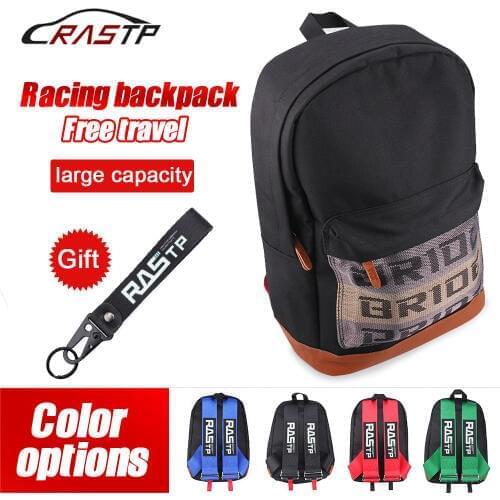 JDM Style Bride Fabric Racing Backpack Car Canvas Backpack Motorcycle Backpack Travel Luggage with Keychain School Bag RS-BAG040