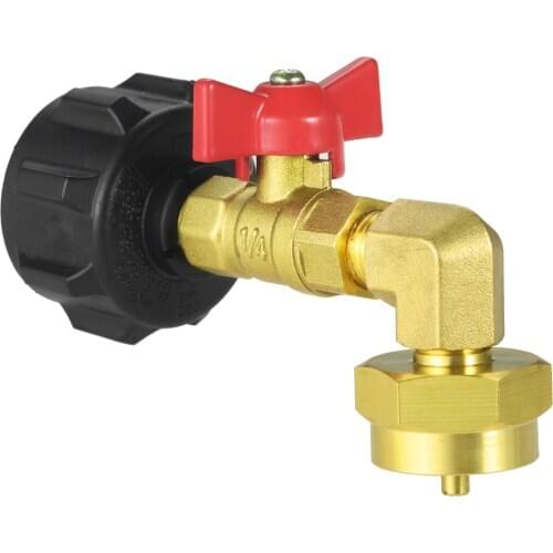 QCC1 Propane Refill Elbow Adapter Brass Regulator with ON-Off Control Valve LP Gas Refill Camping BBQ Grill 1LB Tank Cylinder