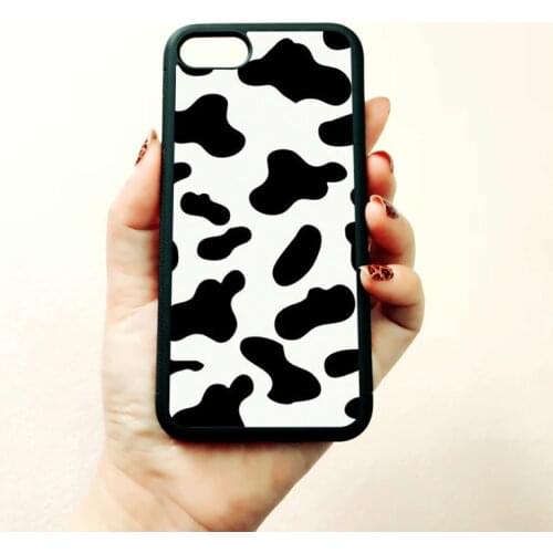 Vaca impressao da pele preto macio silicone lado casos de telefone para for iphone 11/12 pro max 5S se 6s 7 8 plus xr xs max