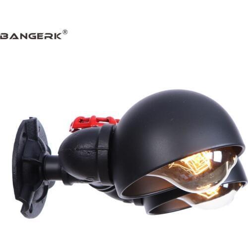 Vintage Double Water Pipe Wall Lamps Industrial Edison Lights Wall Sconce Black Iron LED Wall Light Loft Decor Home Lighting