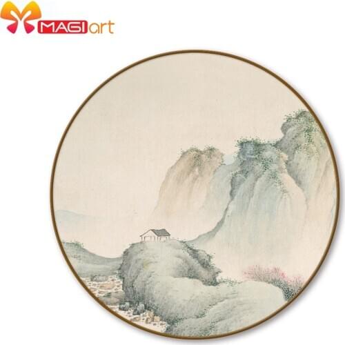 Cross stitch kits Embroidery needlework sets 11CT water soluble canvas patterns 14C Ancient Chinese style mountain-NCMS104