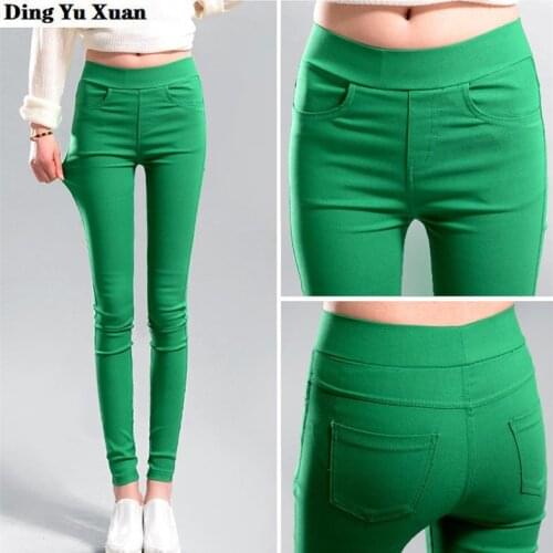 Female Skinny Ankle Length Pencil Stretch Pants Korean Casual Spring Mid Waist Elastic Slim Capris Trousers Women Khaki Black