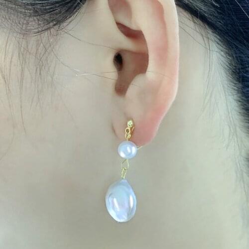 ZHIXI Natural Freshwater Pearl Earring Clip Without Perforation 14K Pure Gold Filled Original Design Vintage Ladies High Jewelry