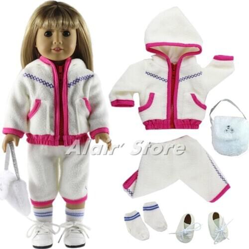 1 Set White Beautiful Casual Wear Outfit Doll Clothes for 18'' American Doll 69