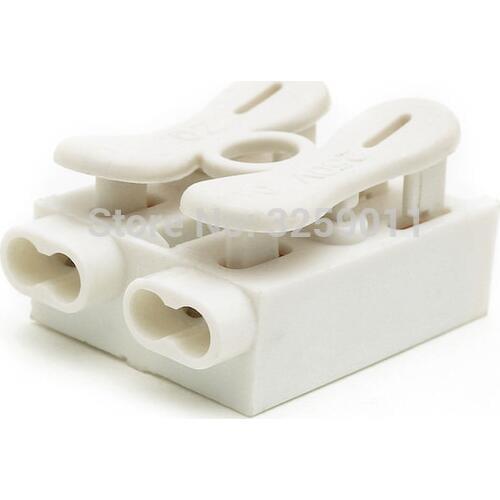 1PCS Push type Quick Splice Lock Spring wire connector butt joint Terminal Blocks universal connector for led lamps white ZQ-2P