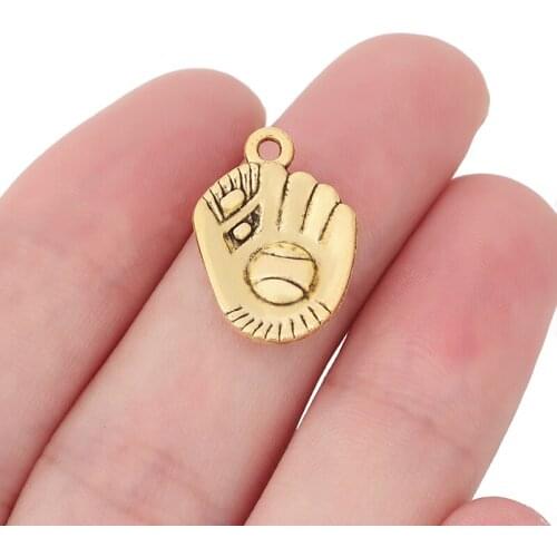 10 x Antique Gold Baseball Gloves Charms Pendants Craft for Necklace Bracelet Jewelry Making Accessories 13x11mm