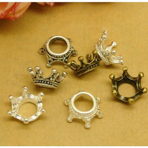 2019 50 Pieces/Lot 12mm 6 Colors Gold Color Bracelet Crown Charms Beads For Bracelet Making